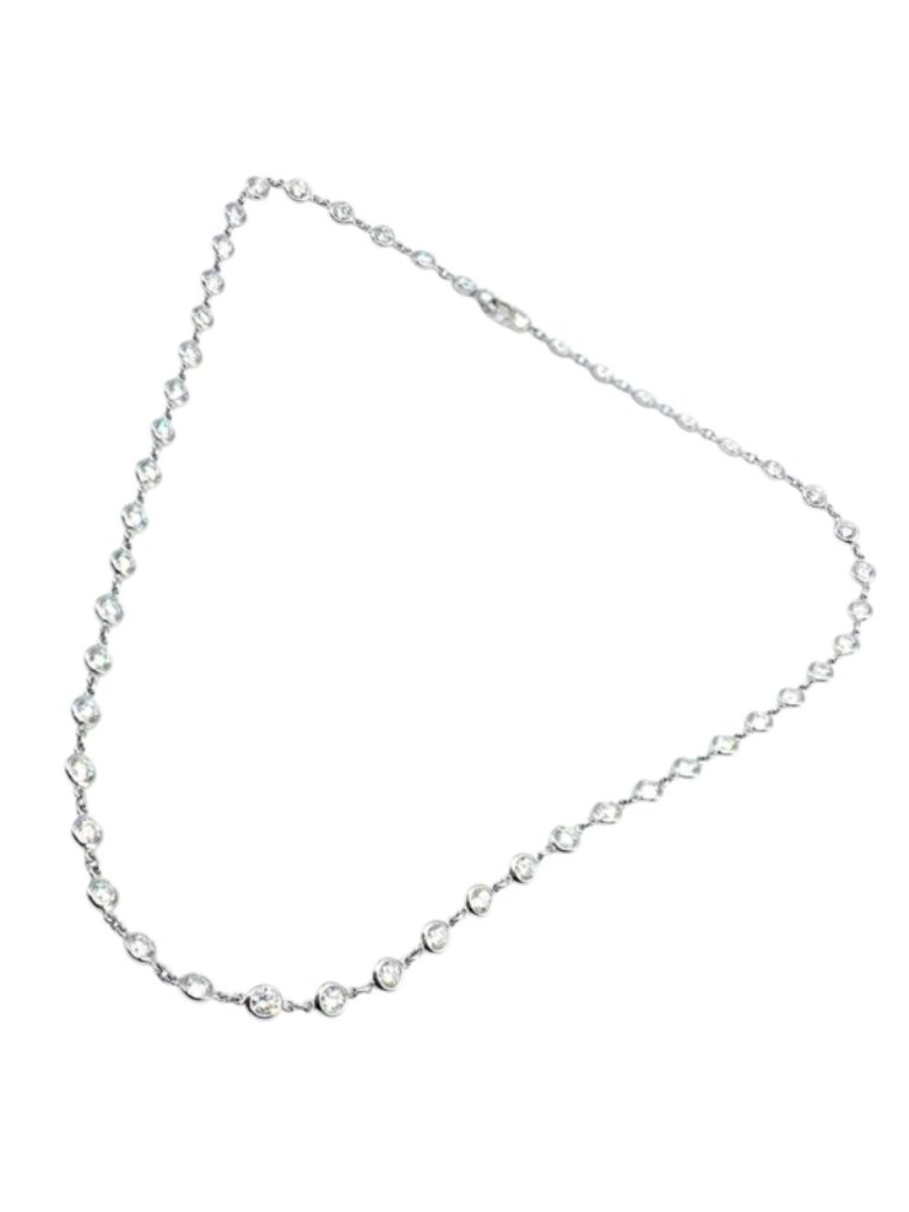 Authentic! Tiffany & Co Peretti Platinum Diamonds By The Yard Necklace